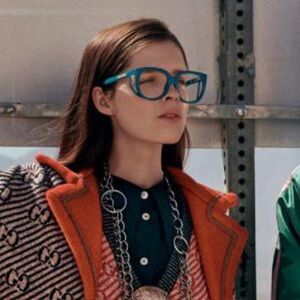 New Authentic Gucci GG0470O 003 Women’s Teal Cat-Eye Eyeglasses